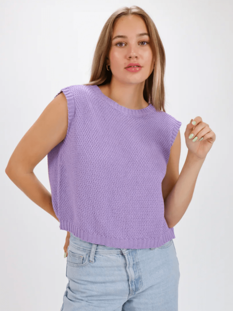 Levoire | Haut Tricot Doux Débardeur Pullover Femme Gilet Lilas