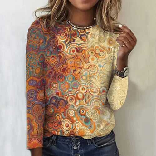 Levoire | Boho Chemise À Manches Longues Avec Motif Géométrique Gris