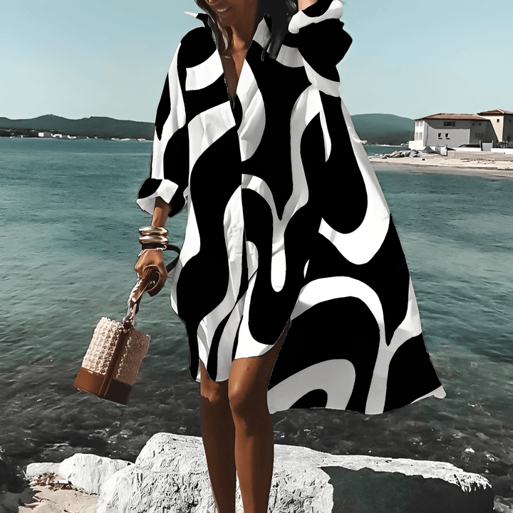Levoire | Robe imprimée unique mi-longue Noir et blanche