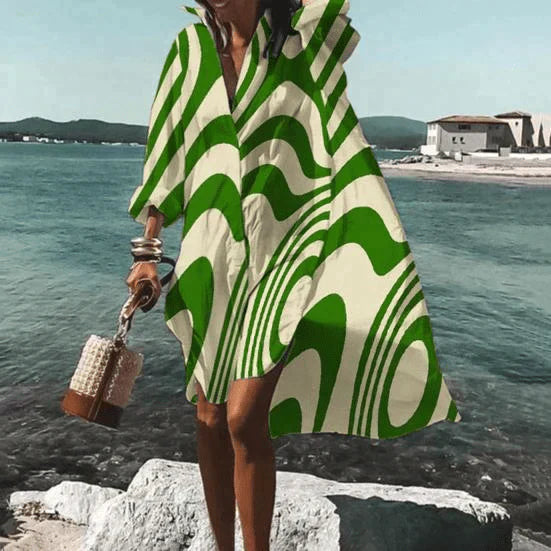 Levoire | Robe Avec Motif Unique Longueur Genoux Vert