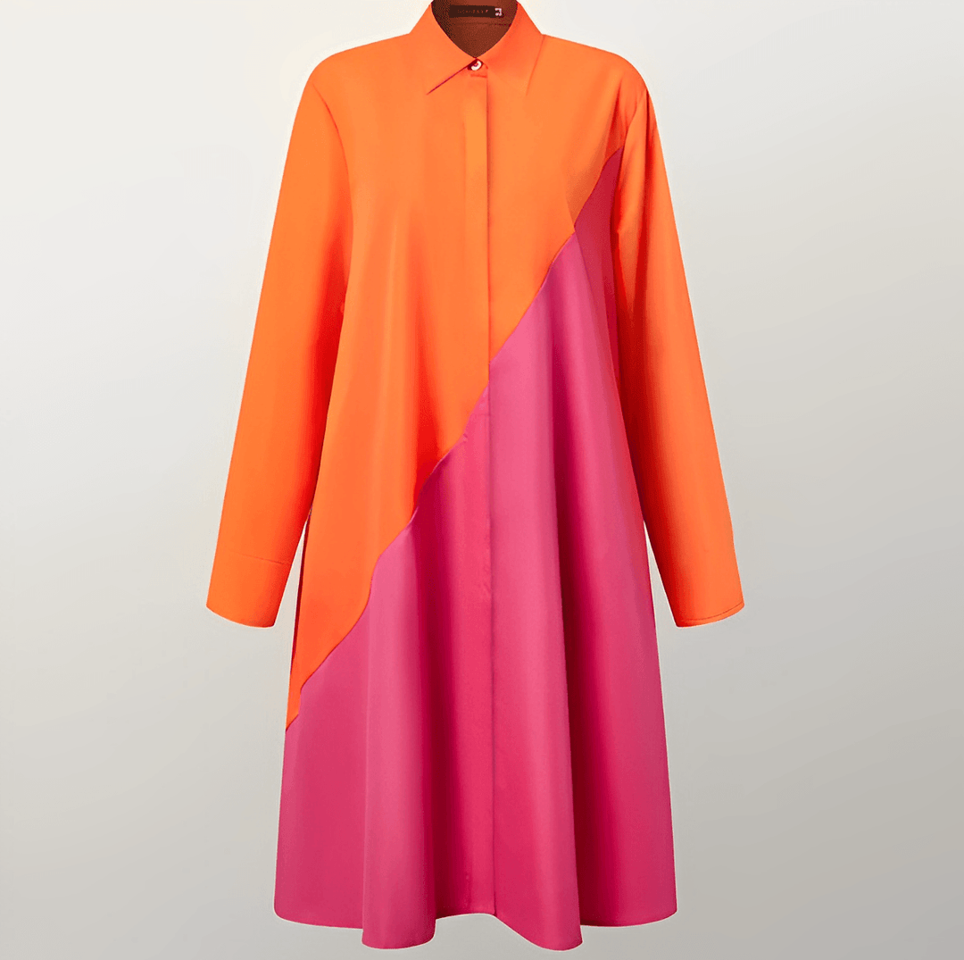 Levoire | Blouse Col Relevé Élégante Orange-Rouge