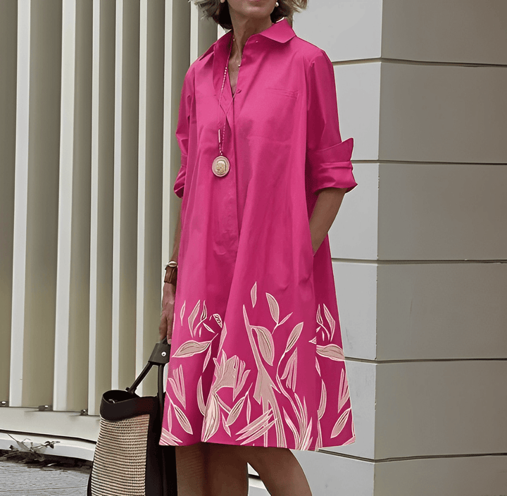 Levoire | Robe Chemise Élégante Avec Col Rabattu Rosa