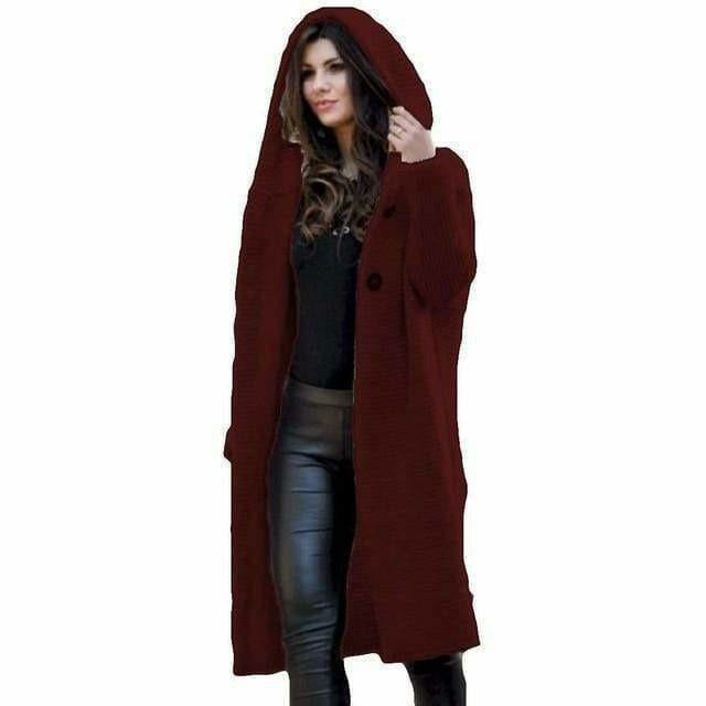 Levoire | Manteau Long Tricoté Vin Rouge