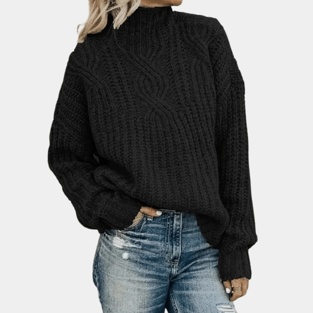 Levoire | Pull doux pour femmes Pull chaud Tricot doux Matériau fin Noir