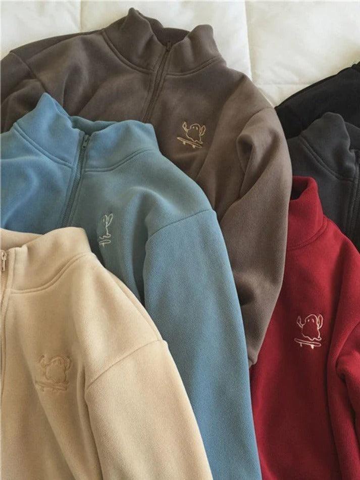 Levoire | Broderie Zip Veste En Polaire