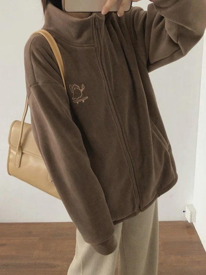 Levoire | Broderie Zip Veste En Polaire