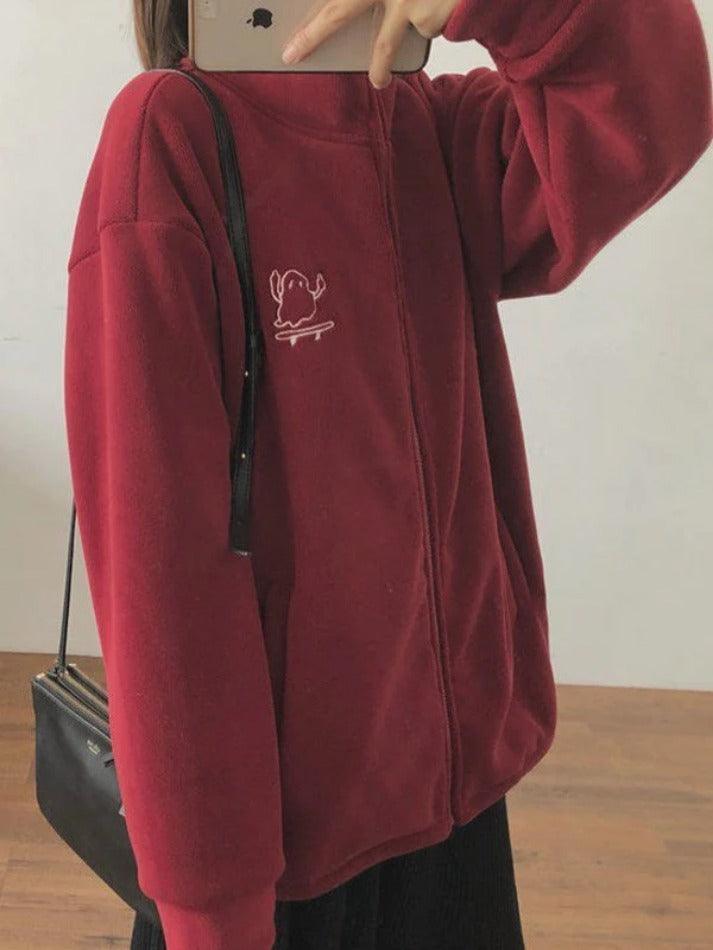 Levoire | Broderie Zip Veste En Polaire Rot