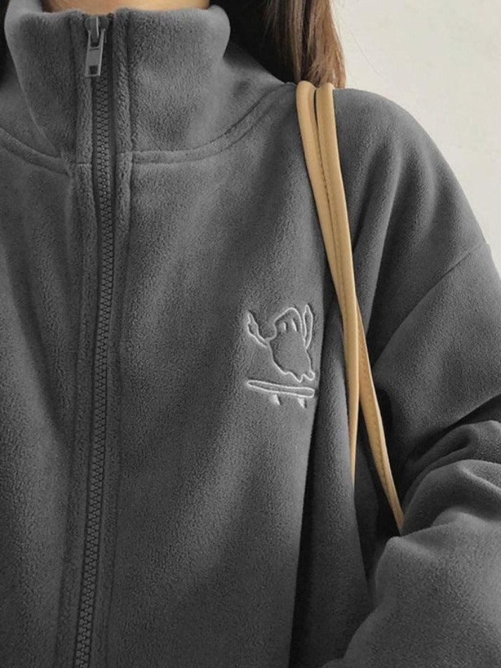 Levoire | Broderie Zip Veste En Polaire Gris