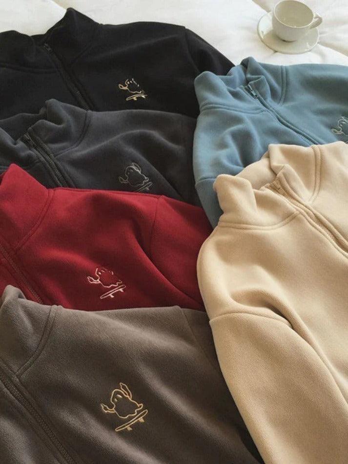 Levoire | Broderie Zip Veste En Polaire
