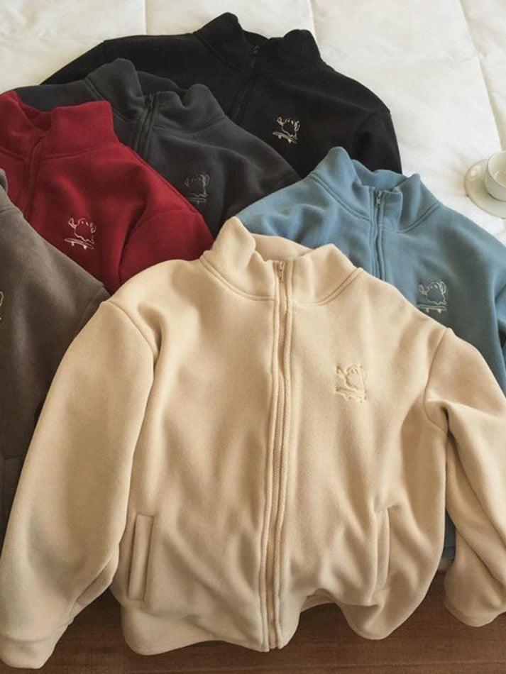 Levoire | Broderie Zip Veste En Polaire