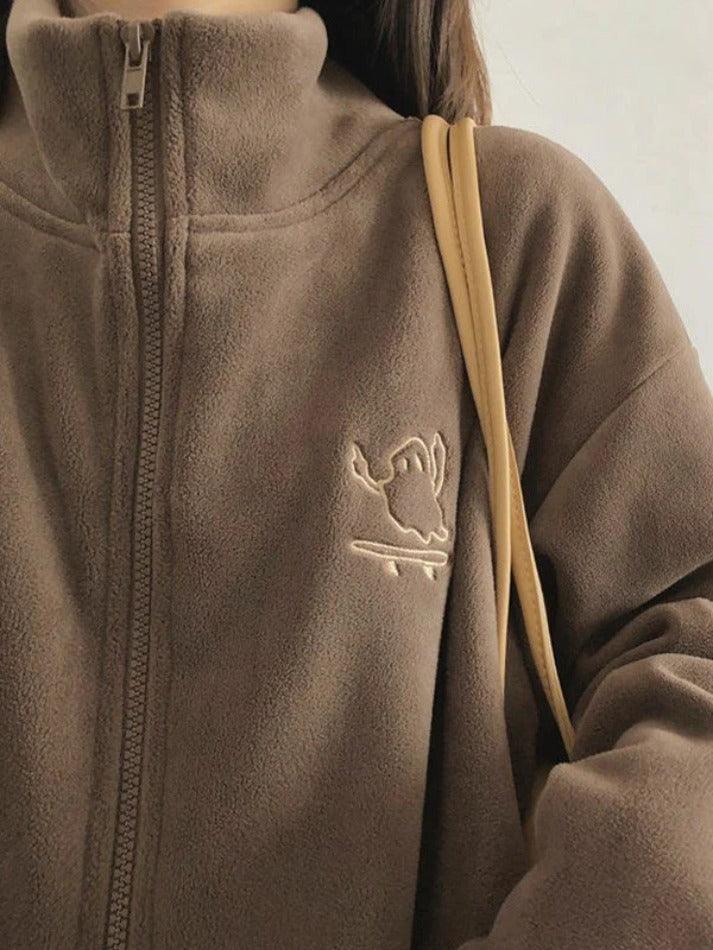 Levoire | Broderie Zip Veste En Polaire Braun