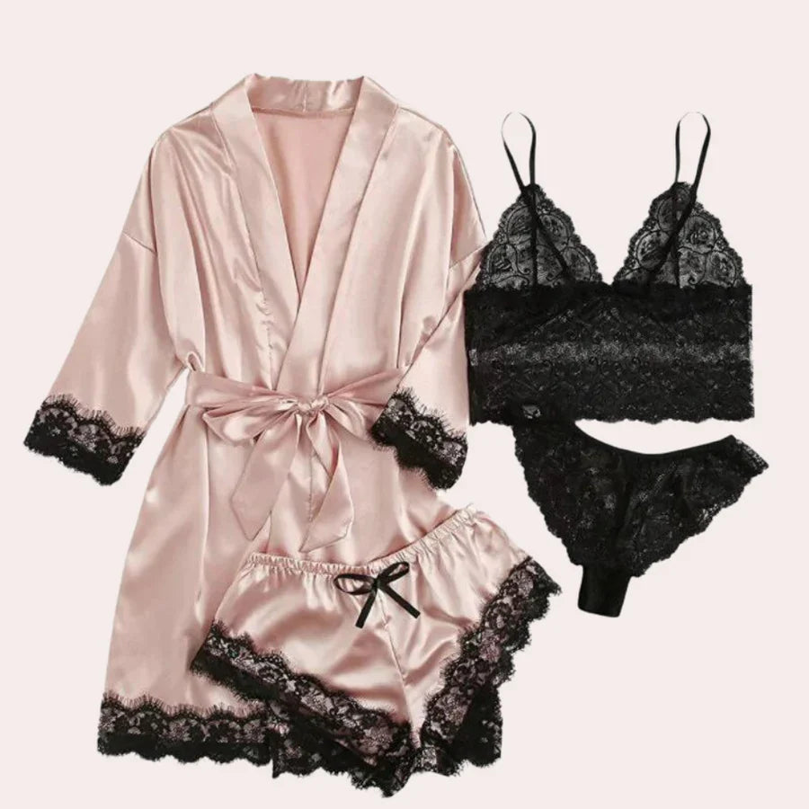 Levoire | Ensemble De Nuit Luxueux 4 Pièces Pour Femmes Champagne