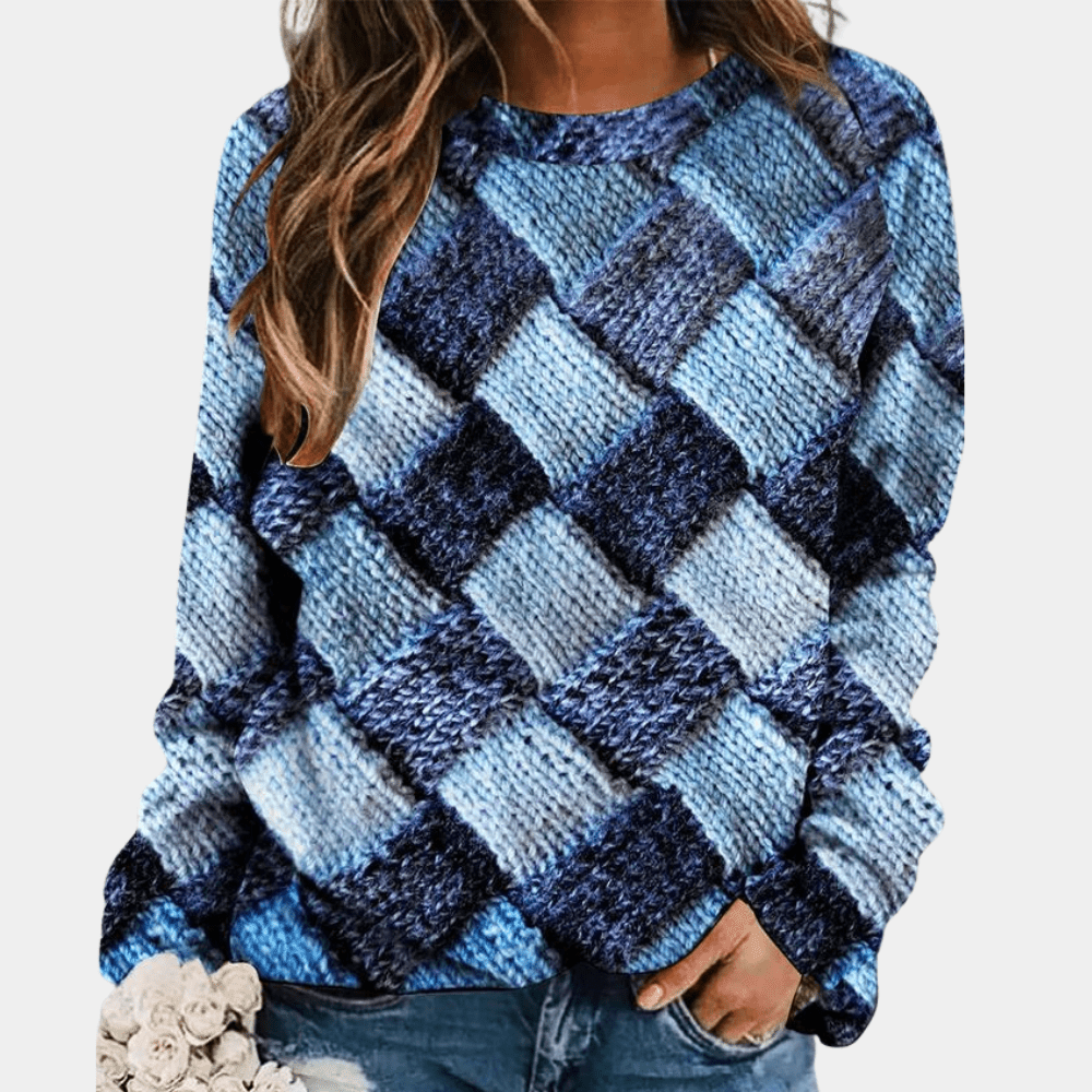 Levoire | Sweat Tricoté Motifs Tendance Bleu