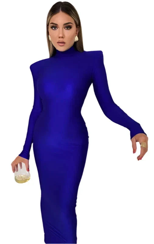 Levoire | Robe Maxi Tricot Taille Empire Bleu