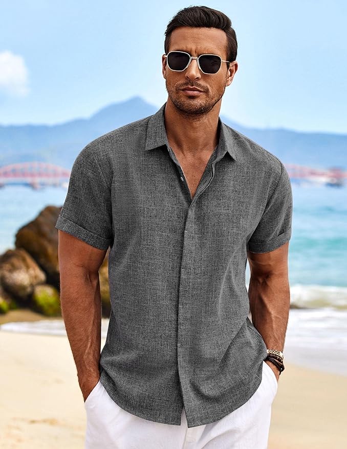 Levoire | Chemise Lin Manches Courtes Gris