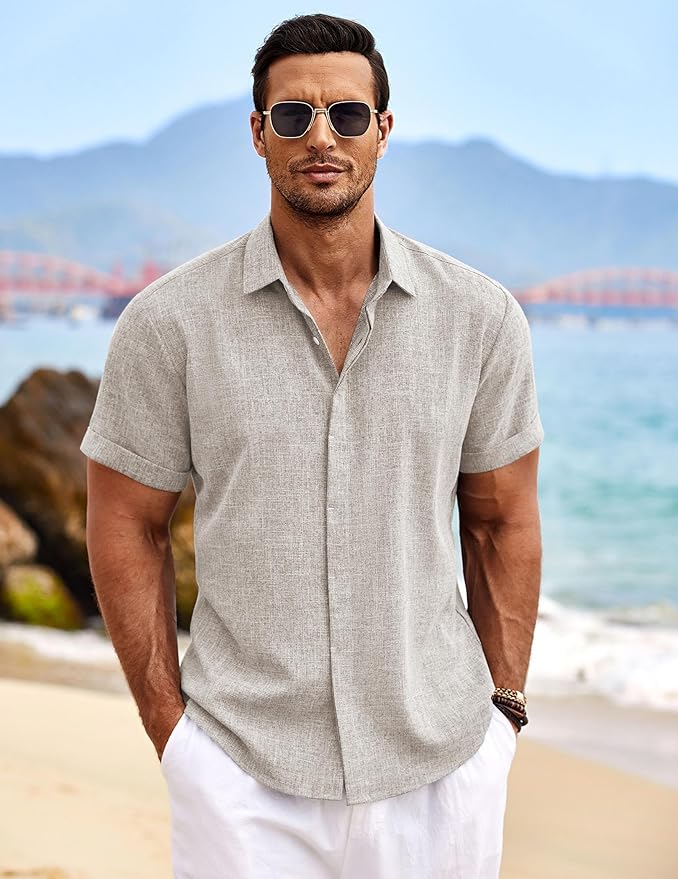 Levoire | Chemise Lin Manches Courtes Beige