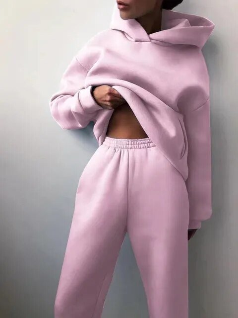 Levoire | Ensemble De Jogging À Capuche Confortable Pour Femmes Rosa