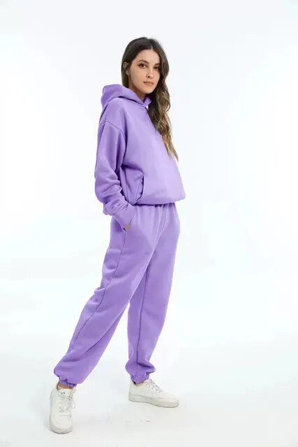 Levoire | Ensemble De Jogging À Capuche Confortable Pour Femmes Violet