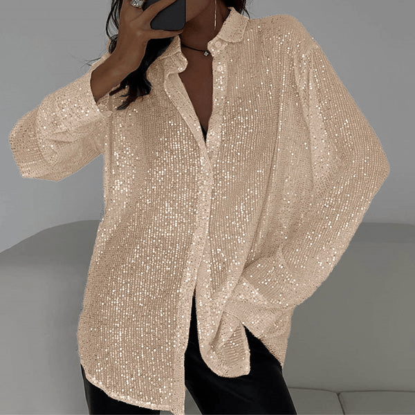 Levoire | Blouse sequins décontractée femme Champagne