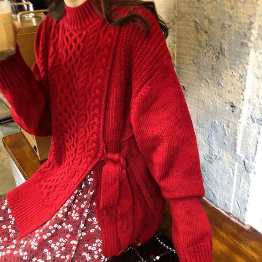 Levoire | Pull Tricot Femme Rouge Confort Décontracté