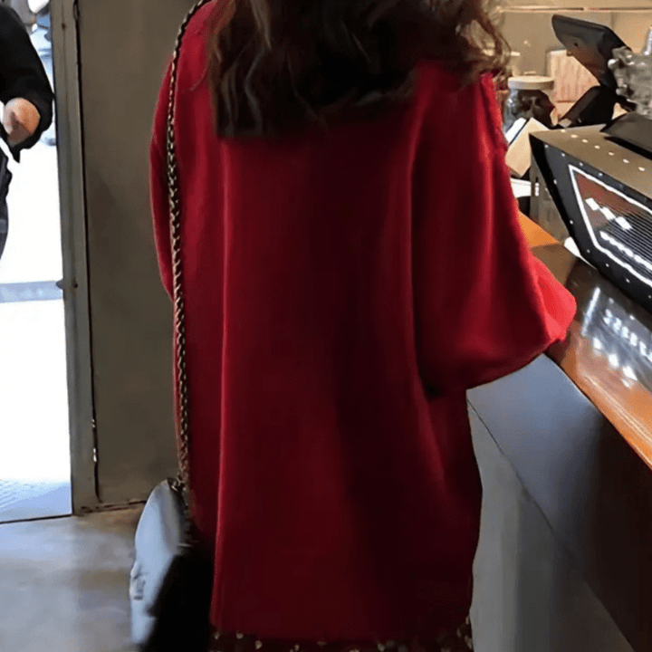 Levoire | Pull Tricot Femme Rouge Confort Décontracté