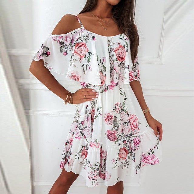 Levoire | Robe Élégante avec Imprimé Floral Blanche