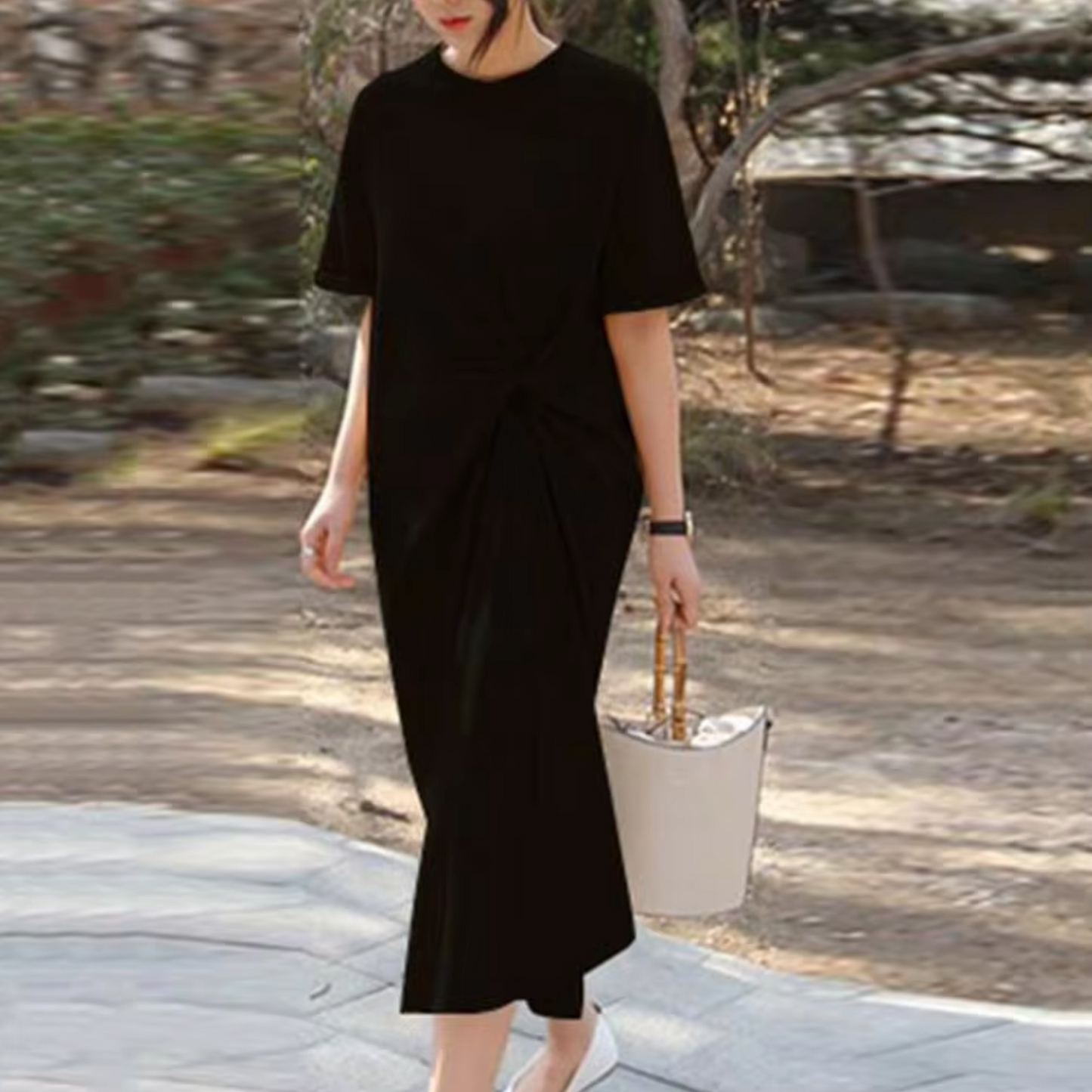 Levoire | Robe Midi Avec Détail De Noeud Noir