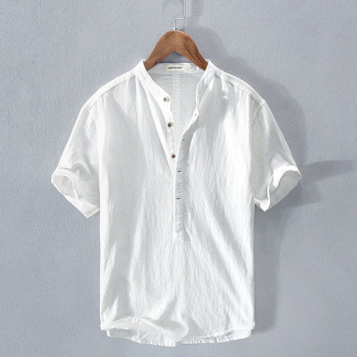 Levoire | Chemise En Lin Pour Hommes Chemise D'Été Aérienne À Manches Courtes Blanc