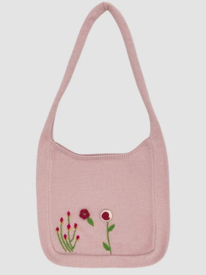 Levoire | Sac De Courses En Tricot Avec Broderie Florale Ethnique