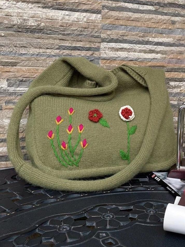 Levoire | Sac De Courses En Tricot Avec Broderie Florale Ethnique