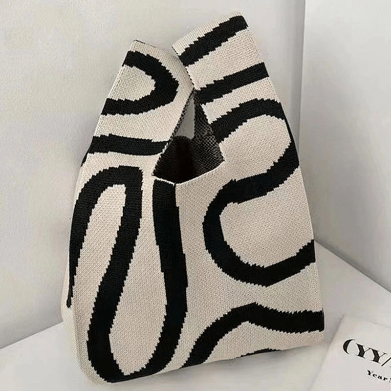 Levoire | Sac à tricot compact pour un usage quotidien Noir Blanc Design Abstrait