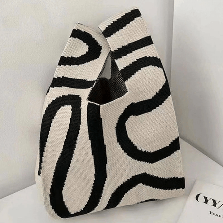 Levoire | Sac à tricot compact pour un usage quotidien Noir Blanc Design Abstrait