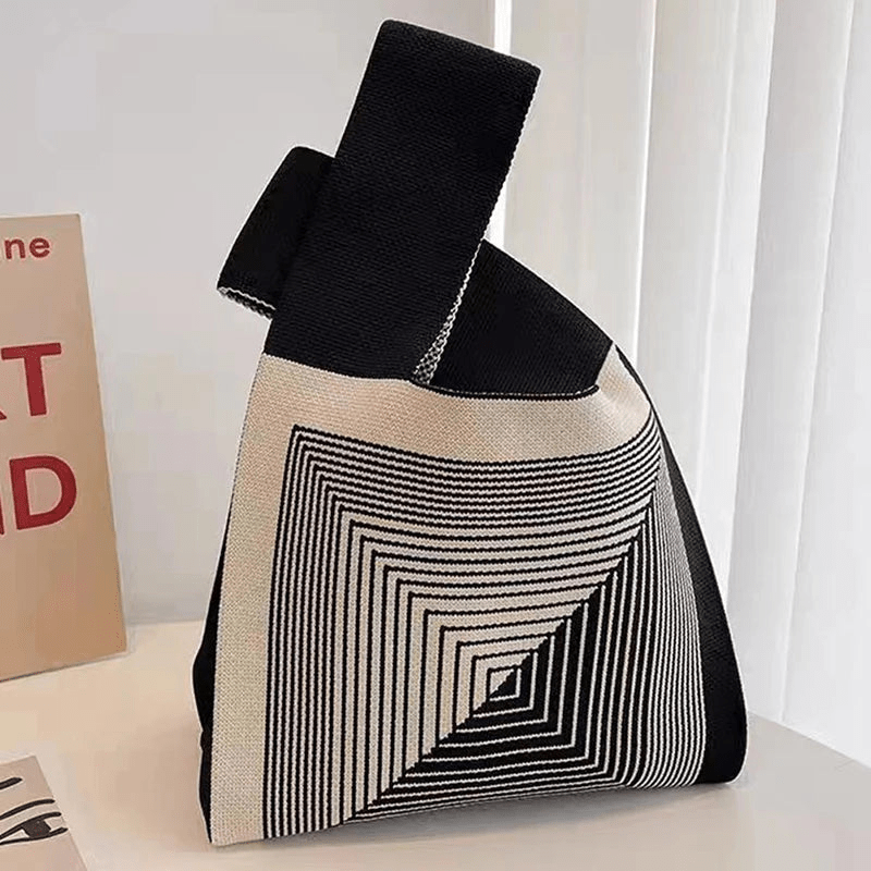Levoire | Sac à tricot compact pour un usage quotidien Gris-noir Géométrique