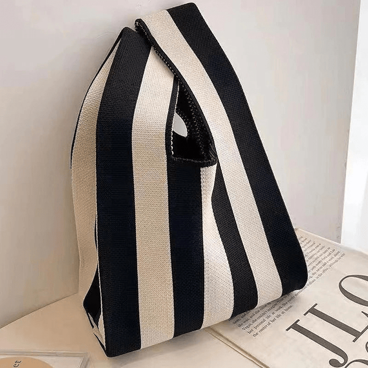 Levoire | Sac à tricot compact pour un usage quotidien Noir Blanc Mix Rayures