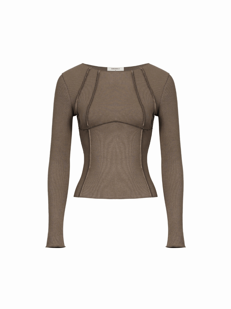 Levoire | Pull Femme Demi Zip Sweatshirt Chaud Élégant Braun