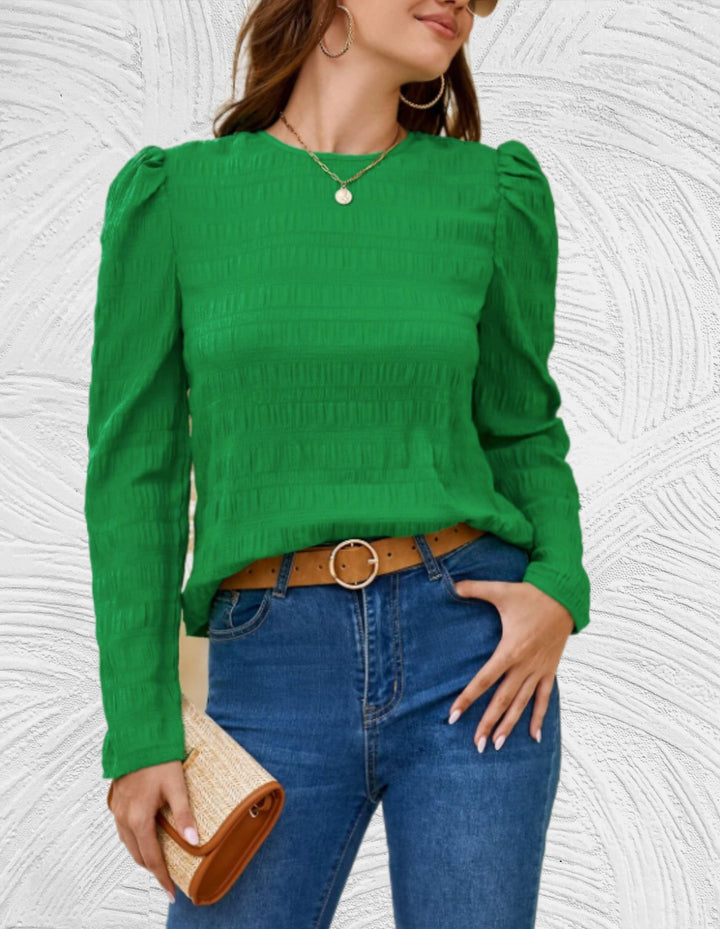 Levoire | T-Shirt À Manches Longues Avec Volants Pour Femmes Vert