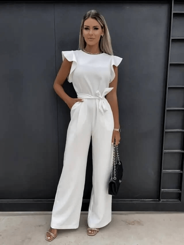 Levoire | Combinaison jambes larges avec ceinture Blanc