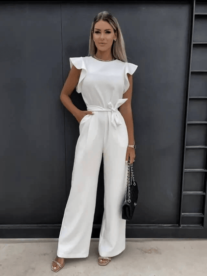Levoire | Combinaison jambes larges avec ceinture Blanc
