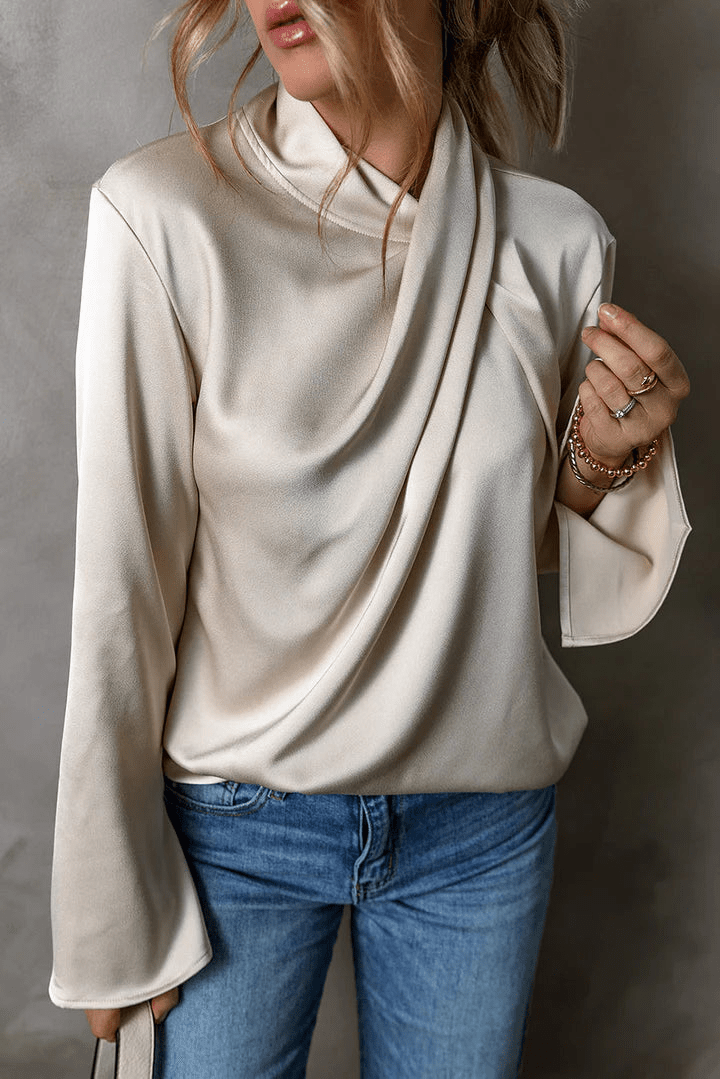 Levoire | Blouse en satin élégante avec devant croisé top pour dames 2XL