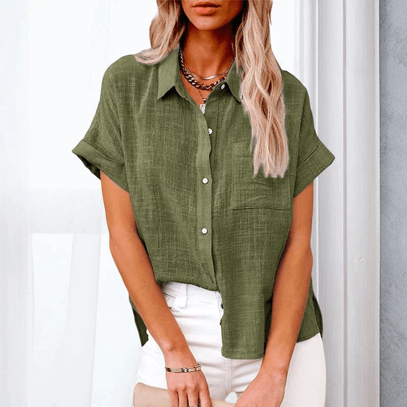 Levoire | Blouse Décontractée Manches Courtes Vert