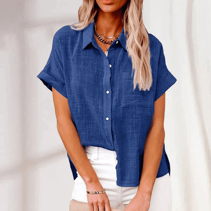 Levoire | Blouse Décontractée Manches Courtes Bleu