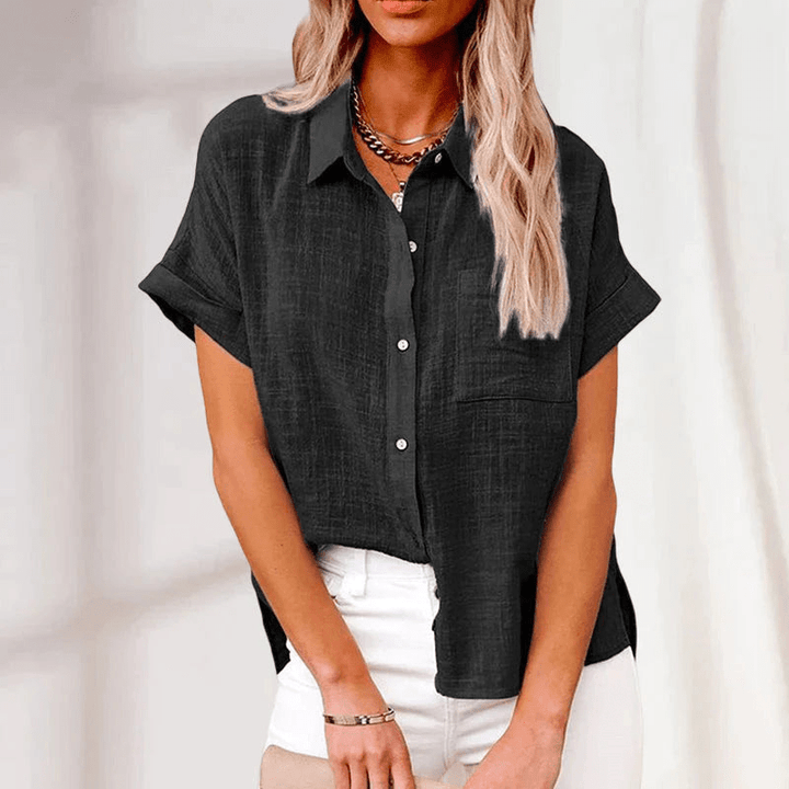 Levoire | Blouse Décontractée Manches Courtes Noir