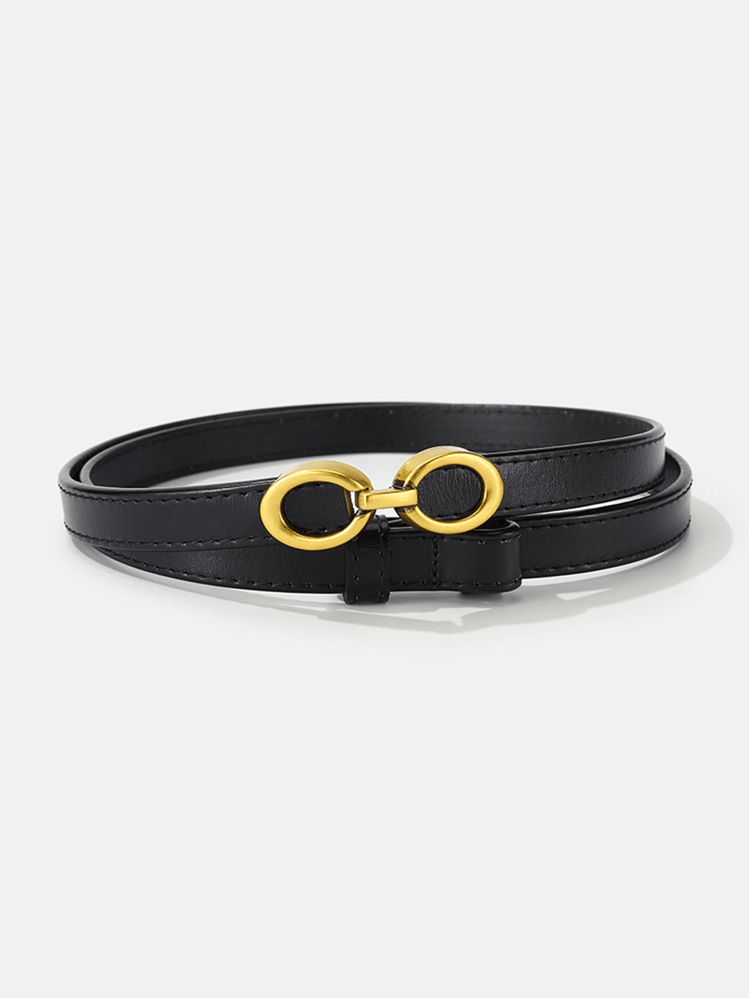 Levoire | Ceinture Fine Cuir Anneau Noir Taille unique