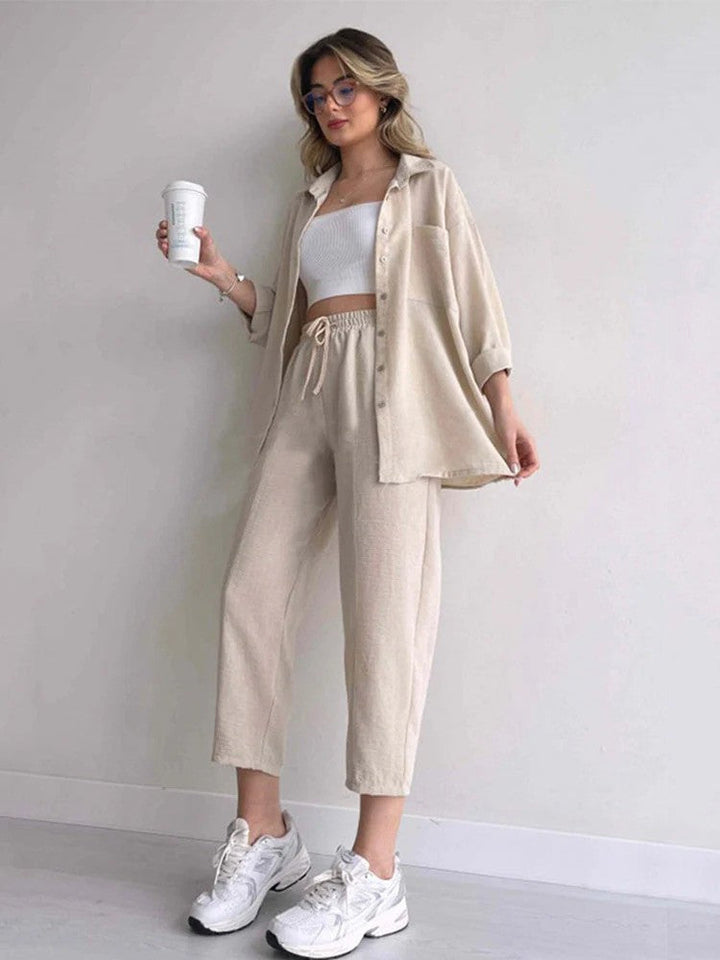 Levoire | Deux Pièces Lin Élégant Femme Beige