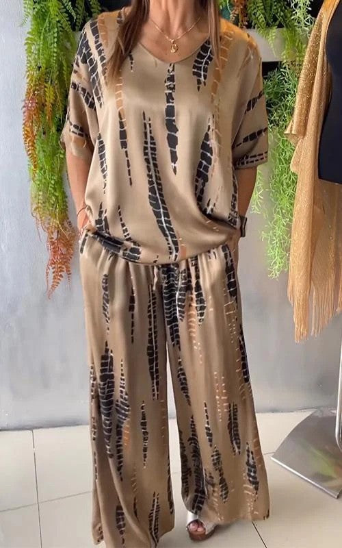 Levoire | Ensemble Satin Élégant Décontracté Khaki
