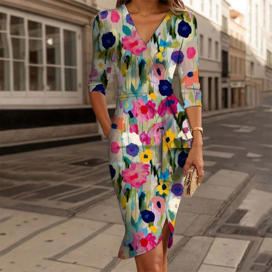 Levoire | Robe Décolleté V Élégante Été Bleu frais