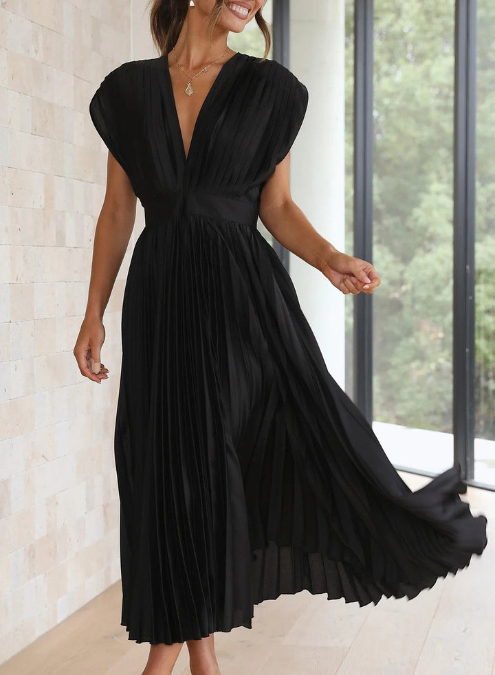 Levoire | Robe D'Été Sans Bretelles À Encolure Ronde Robe Légère Décontractée Noir