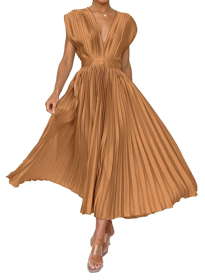 Levoire | Robe D'Été Sans Bretelles À Encolure Ronde Robe Légère Décontractée Braun