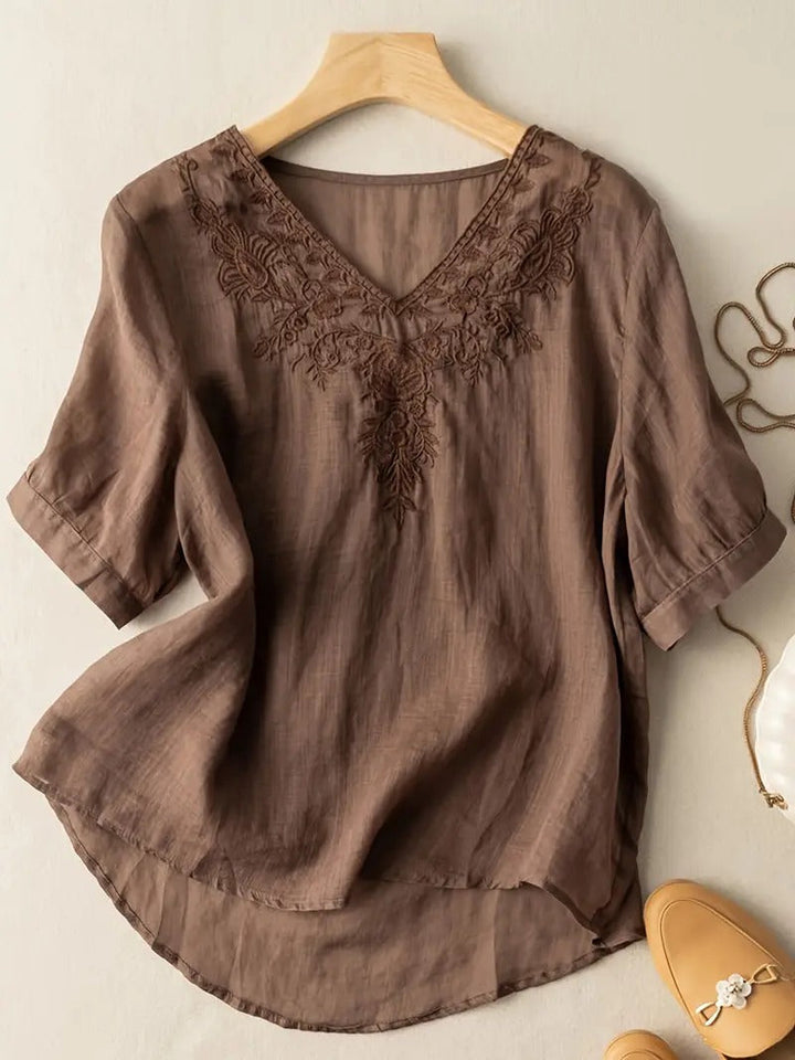 Levoire | T-shirt vintage à col en V Café