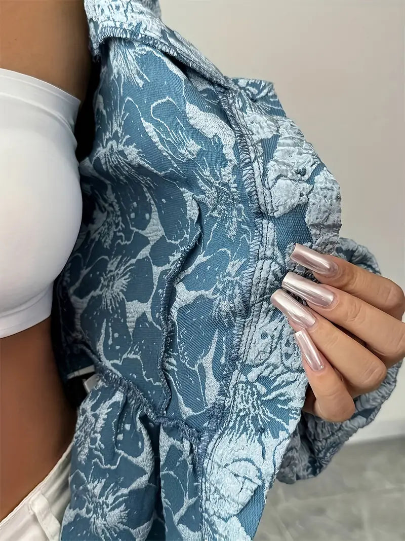 Levoire | Blouse Élégante Avec Motif Floral Et Manches Bouffantes
